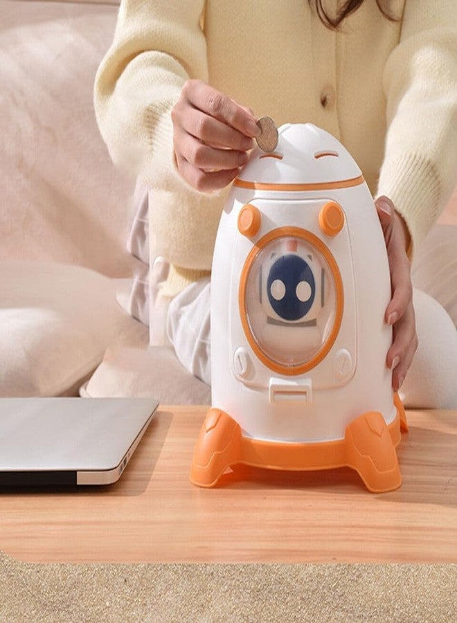 Sajani Creative Cartoon Design Money Bank, Money Saving Bank with Coin Slot, Plastic Piggy Bank for Boys & Girls (Pack of 1) (Astronaut Piggy Bank -Orange) - Image 2